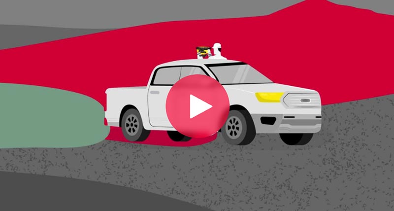 Pickup truck on construction site with a construction worker installing a  Leica iCON gps  smart antenna